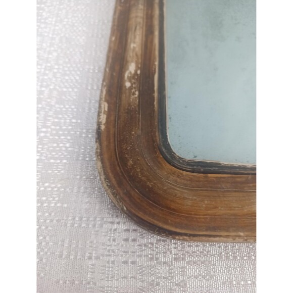 Antique Wall Mirror Louis Philippe Rounded Corners 13x10 19th Century - Picture 5 of 10